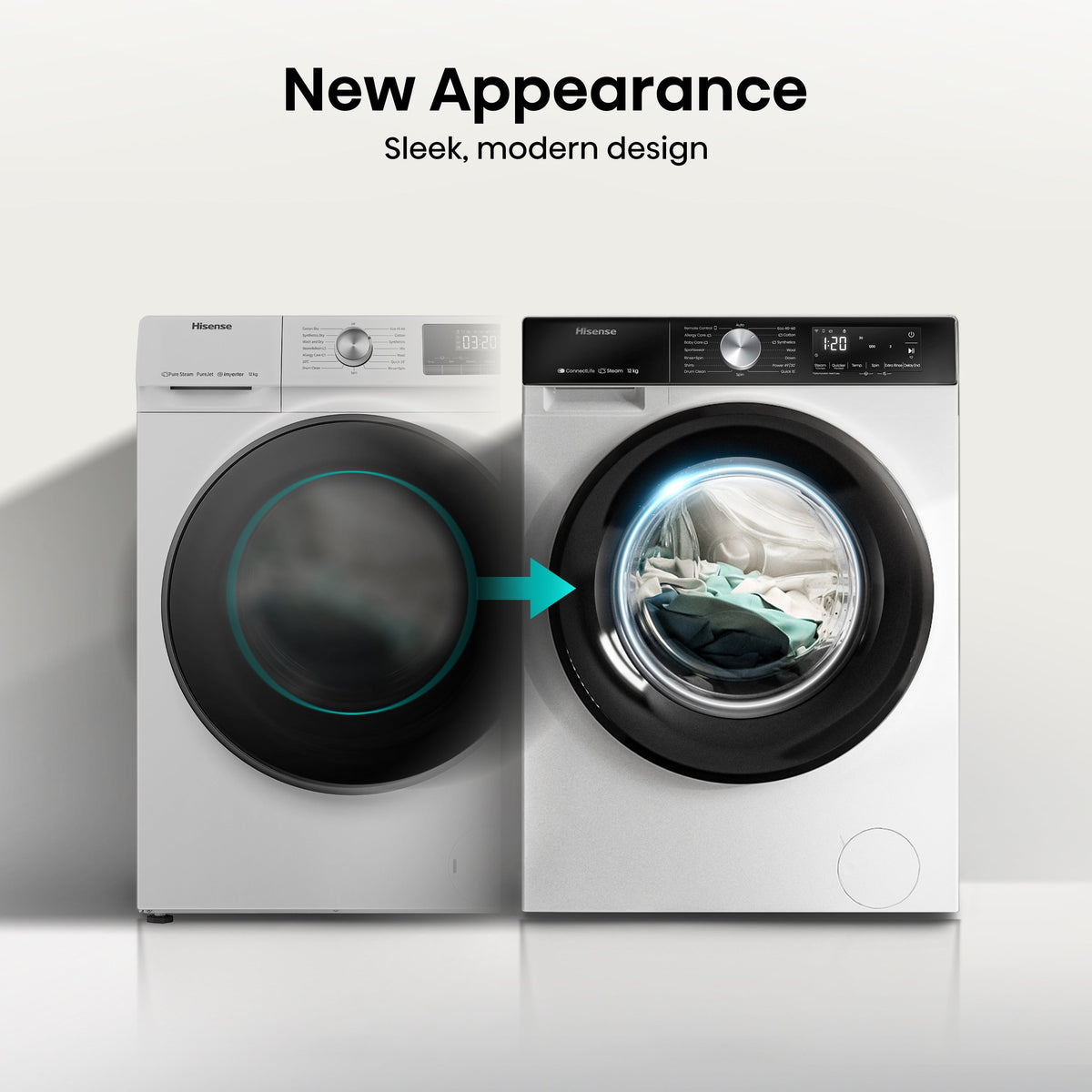 Hisense 3S Series WF3S1243BW3 WiFi-enabled 12kg 1400 Spin Washing Machine White - A Rated
