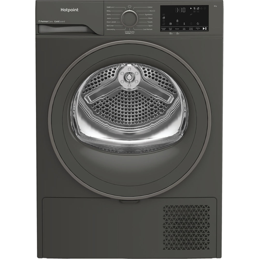 Hotpoint C HSD 82M GG UK Freestanding 8kg Heat Pump Tumble Dryer with PetHairCare Grey CHSD82MGGUK