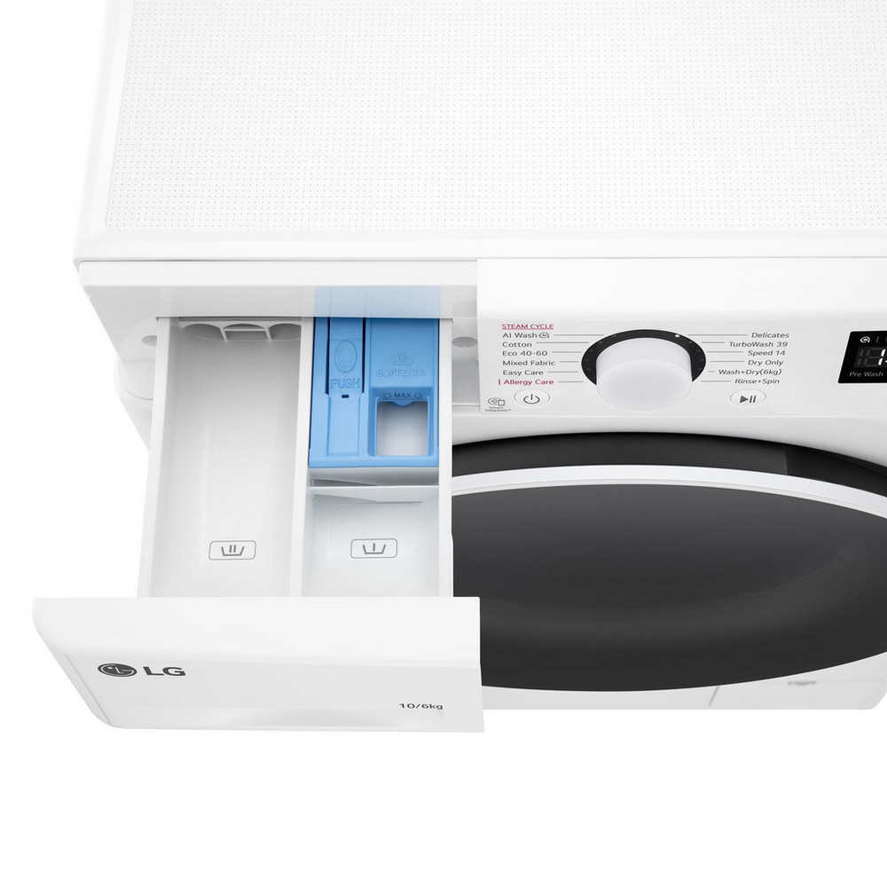 LG Series 4 Pro AI Direct Drive FWY706WWTN1 10kg/6kg 1400 Spin Washer Dryer White - A/D Rated