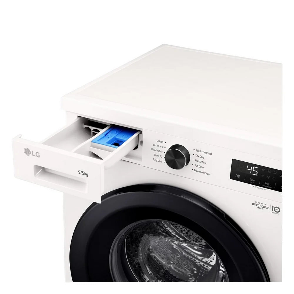 LG Series 2 Direct Drive W4X1095NWK 9kg/5kg 1400 Spin Washer Dryer White - A/E Rated