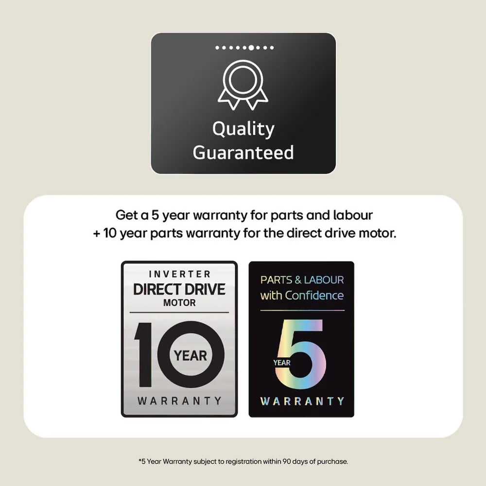 LG Series 3 AI Direct Drive W2X5085TLB 8+5kg 1200 Spin WiFi Connected Washer Dryer - White