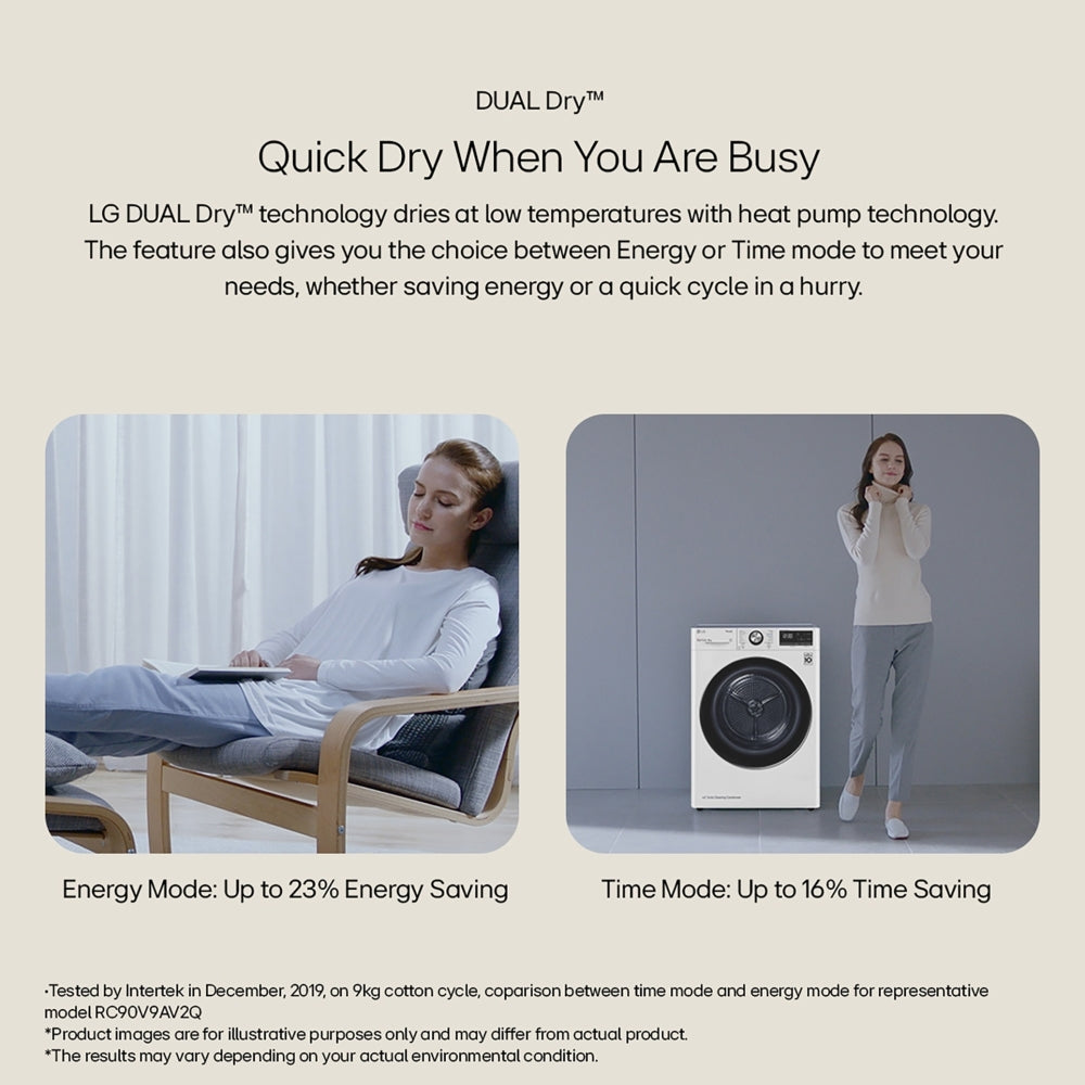 LG Series 4 ThinQ FDV709W 9kg Dual Inverter Heat Pump Tumble Dryer White - A++ Rated