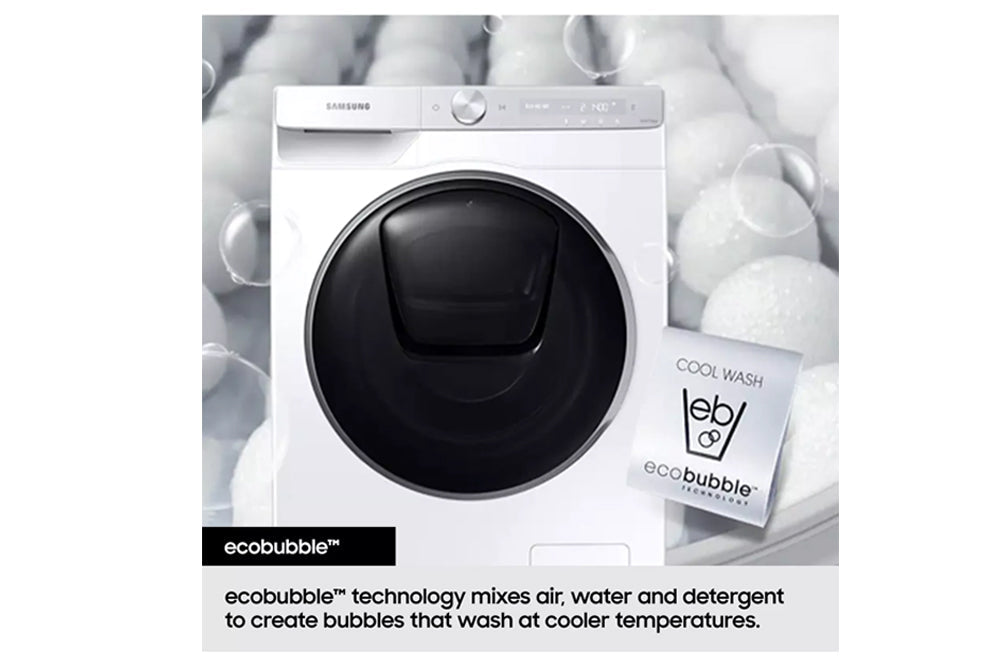 Samsung Series 5 WD90HG5U34BXEU Ecobubble AI Energy 9kg+6kg 1400 Spin Washer Dryer - Inox
