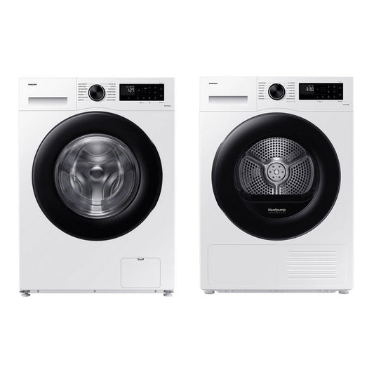 Samsung Series 5 WW11DG5B25AEEU 11kg 1400rpm Washing Machine & Series 5 DV90CGC0A0AEEU 9kg Heat Pump Tumble Dryer White