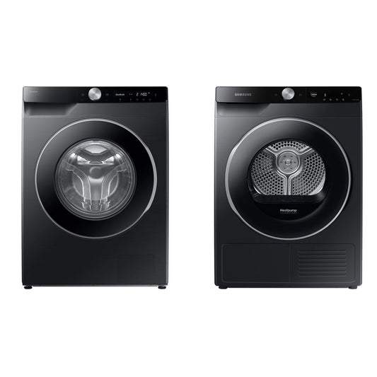 Samsung Series 6 AI Energy WW11DG6B25LBU1 11kg 1400rpm Washing Machine and Series 6 DV90T6240LBS1 Tumble Dryer Black